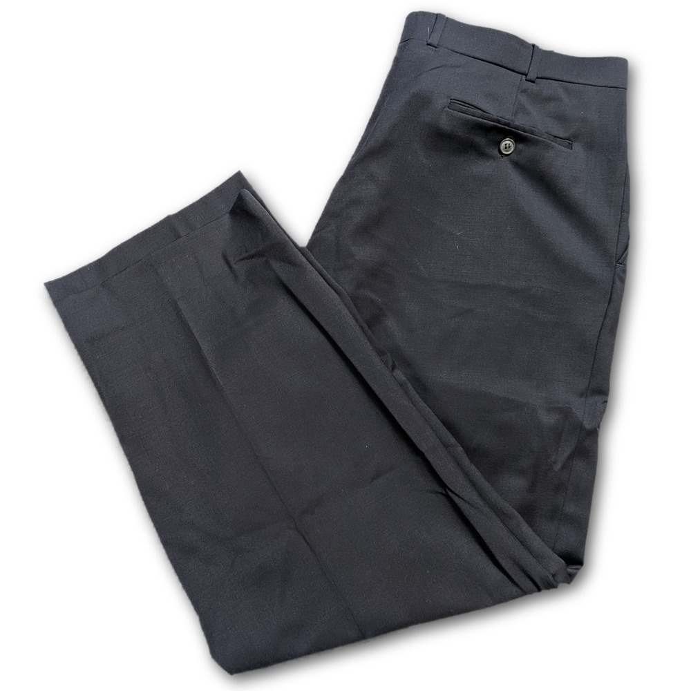 Neiman Marcus Mens 42x30 Pants Navy Blue 100% Wool Made In Canada VTG Regular 42